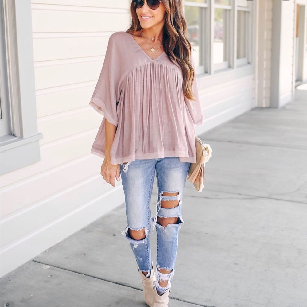 VICI Joy in her eyes babydoll mauve top